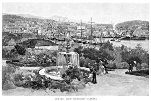 Hobart from McGregors Gardens, Tasmania, Australia, 1886.Artist: Albert Henry Fullwood