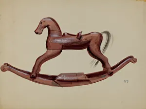 Rocking Horse Prints: Hobby Horse Toy, 1935 / 1942. Creator: Raoul Du Bois