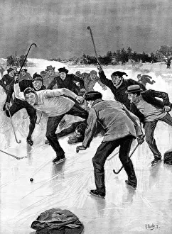 Player Prints: Hockey on the Ice in America: a shot for goal, 1898. Creator: H. Burgess