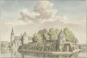 Pronk Cornelis Prints: The Hof van Putten and the church of Geervliet, 1749-1757. Creator: Cornelis Pronk