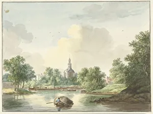 Leyden South Holland Netherlands Prints: The Hogewoerdse Poort in Leiden seen from the Singel