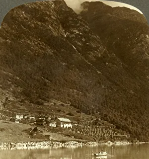 Sogn Og Fjordane Prints: Hogrending farm, nestling at the mountains base