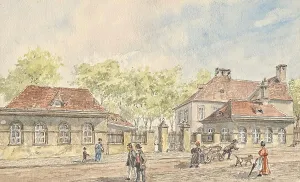 Watercolor On Paper Prints: The Hohlweggasse in Vienna-Landstrasse, around 1890. Creator: Gustav Korompay