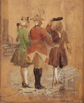 Ludvig Holberg Prints: Holberg greets Jacob von Thyboe and Jean de France, 1825-1873. Creator: Wilhelm Marstrand