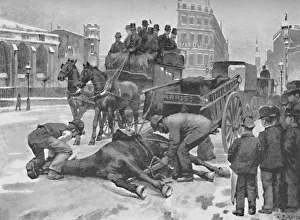 Bystanders Gallery: Holborn Viaduct - A Slippery Day, 1891. Artist: William Luker