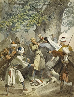 Chechnya Gallery: Hold up! (From the Series Scenes du Caucase). Artist: Zichy, Mihaly (1827-1906)