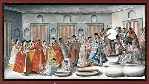 Sari Prints: Holi festival, 19th century? Creator: Unknown