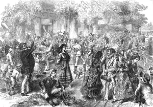 Holiday amusements of the Parisians at Bougival, 1872. Creator: Unknown