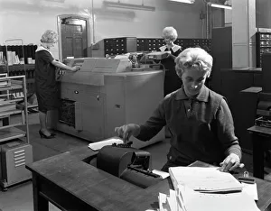 Hollerith data machine in an office at the Edgar Allen Steel Co, Sheffield, South Yorkshire, 1963
