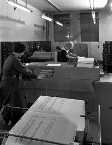 Hollerith data machine in an office at the Edgar Allen Steel Co, Sheffield, South Yorkshire, 1963