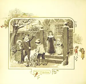 Evergreen Prints: Holly and Mistletoe, 1894. Creator: Eliza F. Manning