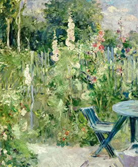 Summer Collection: Hollyhocks (Roses tremieres), 1884. Artist: Morisot, Berthe (1841-1895)