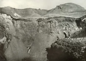 Holy Prints: The Holy Crater of Fuji-San, 1910. Creator: Herbert Ponting