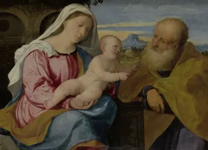 Muzeum Narodowe Prints: The Holy Family, 1513-1514. Creator: Palma il Vecchio, Jacopo, the Elder (1480-1528)