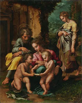 Haloes Prints: The Holy Family, about 1520-1523. Creator: Giulio Romano