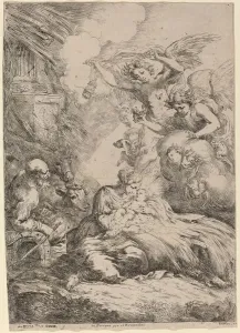 The Holy Family Adored by Angels (The Large Nativity). Creator: Bartolomeo Biscaino The Holy Family Adored by Angels (The Large Nativity). Creator: Bartolomeo Biscaino
