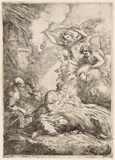 The Holy Family Adored by Angels (The Large Nativity), c. 1655