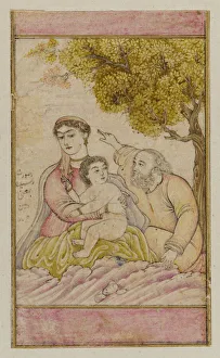 Color And Gold On Paper Prints: The Holy Family (after a European design), 17th century. Creator: Unknown