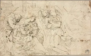 Holy Family with Angel, c.1525. Creator: Jacopo Palma