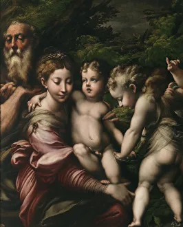 Parmigianino 1503 1540 Prints: The Holy Family with Angels. Artist: Parmigianino (1503-1540)