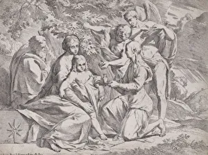 Testa Pietro Prints: The Holy Family attended by Angels, ca. 1642-44. Creator: Pietro Testa