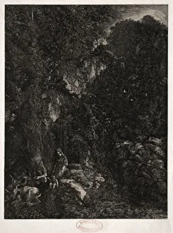1822 1885 Prints: Holy Family with Deer, 1871. Creator: Rodolphe Bresdin (French, 1822-1885)