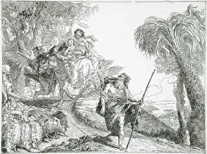 Tiepolo Giovanni Domenico Prints: The Holy Family Descending a Forest Path