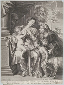 Breastfeeding Gallery: The Holy Family with Elizabeth and the infant Saint John the Baptist, the Virgin nu... ca. 1635-42