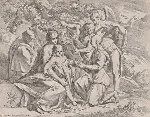 The Holy Family fed by Angels, ca. 1642-44. Creator: Pietro Testa The Holy Family fed by Angels, ca. 1642-44. Creator: Pietro Testa