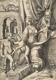 Sanzio Raphael Collection: The Holy Family and the infant John the Baptist, 1531-76. 1531-76