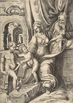 Rafaello Sanzio Gallery: The Holy Family and the infant John the Baptist, 1531-76. 1531-76