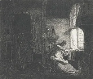 Leaded Glass Prints: Holy Family in an interior, 1643-5. Creator: Ferdinand Bol