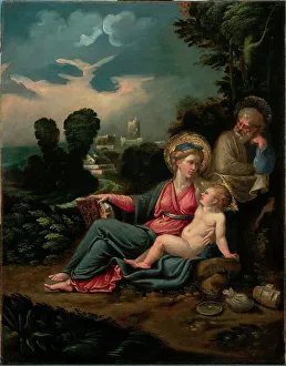 Child Jesus Prints: The Holy Family in a landscape, c