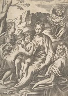 Embrace Prints: The Holy Family with Mary Magdalene and John the Baptist who embraces Christ, 1543