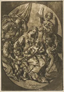 Ludolph Büsinck Prints: Holy Family in an Oval Frame, 1623. Creator: Ludolph Busing