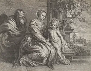 Boetius Adams Bolswert Gallery: The Holy Family with a parrot, ca. 1625-59. Creator: Boetius Adams Bolswert