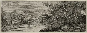 Pool Collection: The Holy Family beside a Pool, 1865. Creator: Rodolphe Bresdin