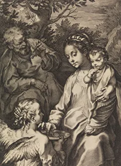 Swaddled Prints: The Holy Family with the Porridge Bowl, ca. 1580-ca. 1614. Creator: Raffaello Guidi