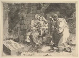 Metropolitan Museum Prints: Holy Family (Repos pendant la fuite en Egypte), 1635. Creator: Claude Mellan