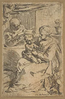 Simone Collection: Holy Family with a rosary, ca. 1640-1642. Creator: Simone Cantarini
