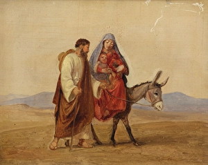 Nivaagaard Collection Prints: The Holy Family on the run. Sketch, n.d. (before 1841). Creator: Wilhelm Marstrand