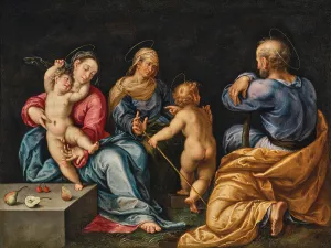 School Of Verona Prints: The Holy Family with Saint Anne and the Infant Saint John the Baptist
