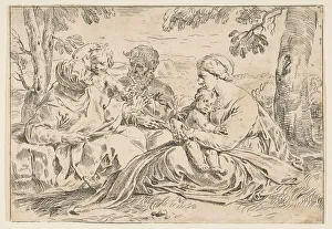 Holy Family with Saint Elizabeth and Saint John the Baptist, copy in reverse a... ca