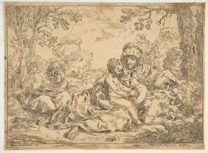 Il Pesarese Prints: The Holy Family with Saint John the Baptist, copy after Cantarini, ca. 1639-1648 or after