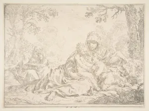 Il Pesarese Prints: Holy Family with Saint John the Baptist, ca. 1637-1640. Creator: Simone Cantarini