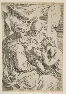 Simone Collection: Holy Family with Saint John the Baptist kissing the infant Christs hand, ca.1642