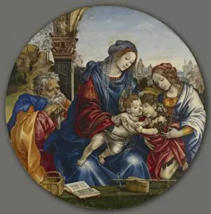 Tempera And Oil On Wood Collection: The Holy Family with Saint John the Baptist and Saint Margaret, c. 1495. Creator: Filippino Lippi