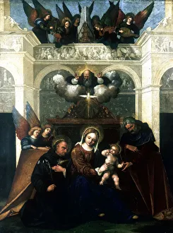Respecting Prints: Holy Family with Saint Nicholas of Tolentino, 1515-1530. Artist: Lodovico Mazzolini