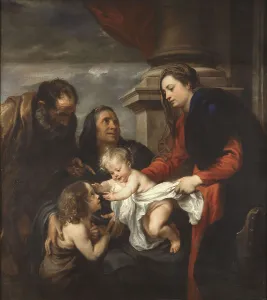 Saint Elizabeth Prints: The Holy Family with Saints Elisabeth and John the Baptist