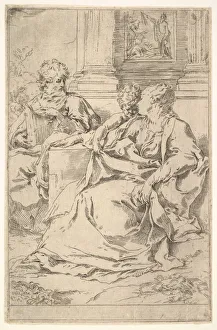 Guido Gallery: The Holy Family with Scriptural Scene in Background. Creator: Guido Reni